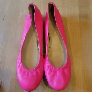 J crew made in Italy leather flats neon pink